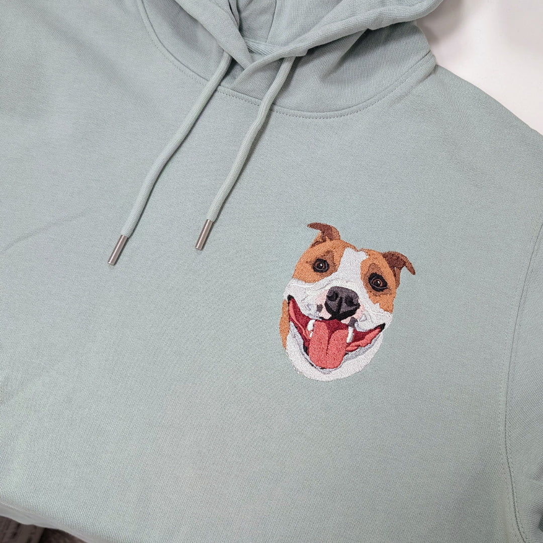 Embroidered pet portrait hoodie