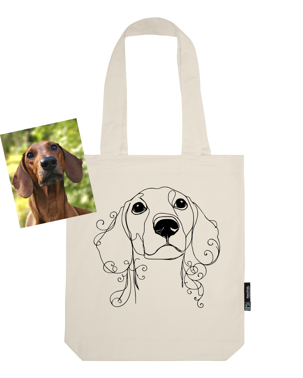 Printed line art of your own photo in a tote bag