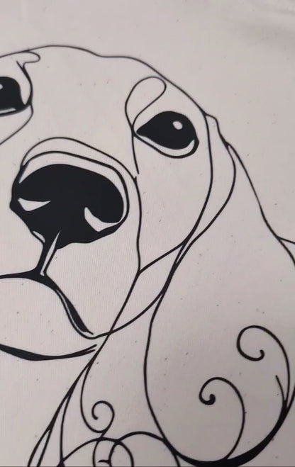 Printed line art of your own photo in a tote bag